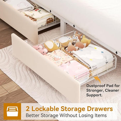 Queen Upholstered LED Bed Frame - Image 5