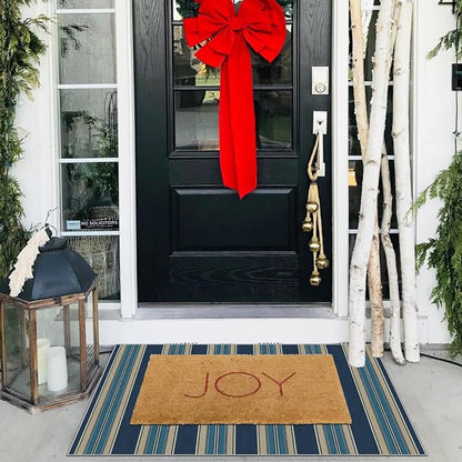 Front Door Mat Outside Entrance, 2x3 Navy Blue Coastal Striped Rug | Non-Slip - Image 4