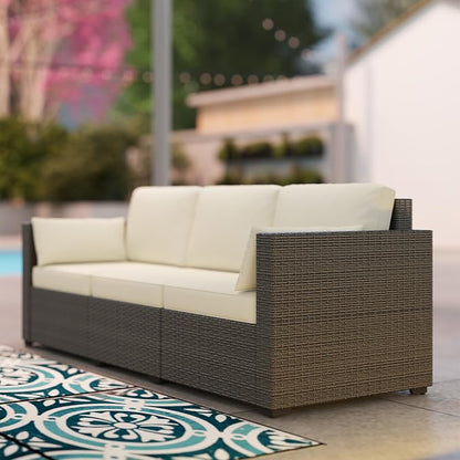 Outsunny Patio Couch PE Wicker Deep Seating Outdoor Sofa - Image 9