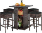 Tangkula 5 Piece Outdoor Rattan Bar Set, Patio Bar Furniture by TANGKULA