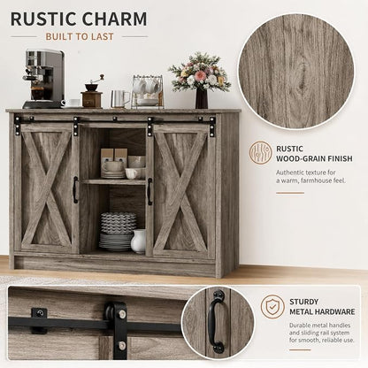 4 EVER WINNER 42" Farmhouse Coffee Bar, Buffet Cabinet - Image 7