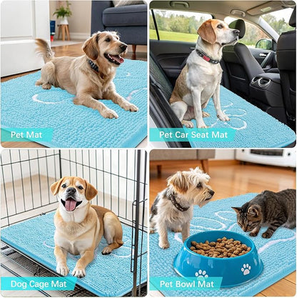 OLANLY Dog Door Mat for Muddy Paws 48x30, Paw Print Design Chenille Mud Mat | - Image 7