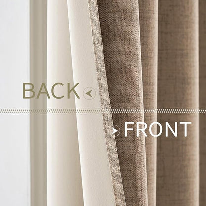 MIULEE Extra Wide 100% Blackout Linen Curtains 100x84 Copper Brown | Room - Image 6