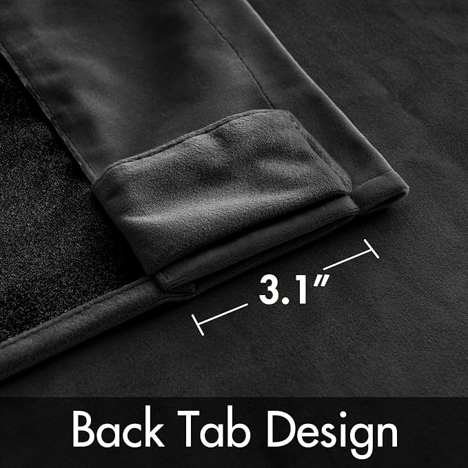 MIULEE Black Velvet Curtains 52x96 inches 2 Panels Luxury Blackout Curtains | - Image 3