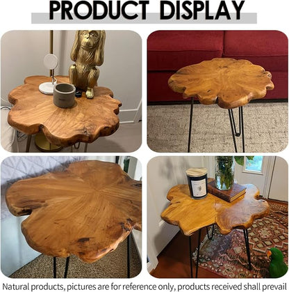 23.6 Inch Live Edge Side Table, Wood Freeform Small End Table - Image 4