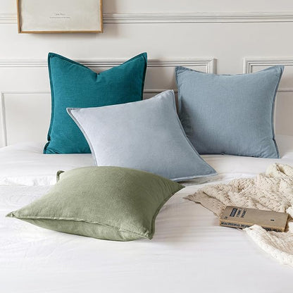 MIULEE Decorative Linen Pillow Covers 18x18 Inch Sage Green | Boho Farmhouse​ - Image 5