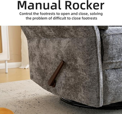 Oversized Glider Rocker Recliner, Chenille Rocking Nursery Chair - Image 8