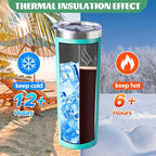 20 oz Skinny Tumbler with Lid and Straw,Stainless Steel Vacuum Insulated Tumbler Cup Double Wall Leak-proof Coffee Mug,Travel Thermal Water Tumbler for Home,Office,Outdoor(Teal,8)