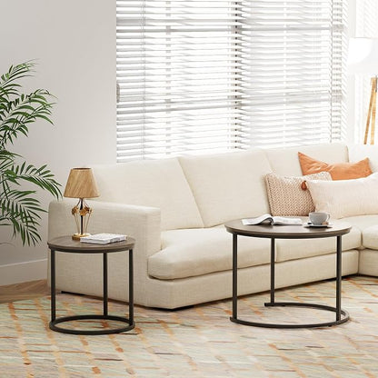 Garden 4 you Nesting Coffee Table, 23.6" Round Coffee Table Set of 2, Wooden - Image 7