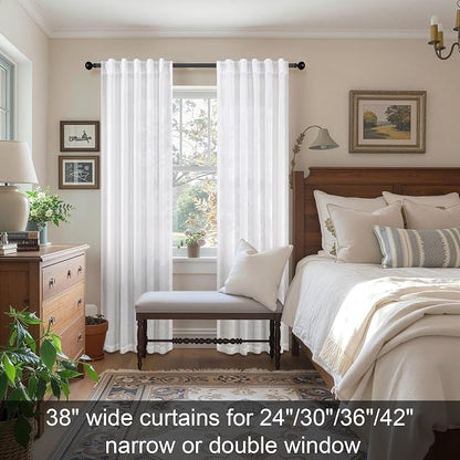 White Linen Curtains 38 Inch Wide - Image 2
