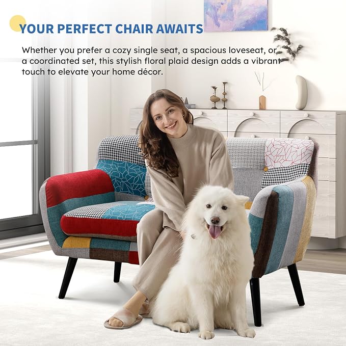 Bonzy Home Modern Colorful 3 Piece Coroful Fabric Sofa Set, Included 2 Accent - Image 3