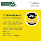 Chock Full o'Nuts Soho Morning Coffee, Mild Roast, Compatible with K-Cup Pods, 12 CT (Pack of 6)
