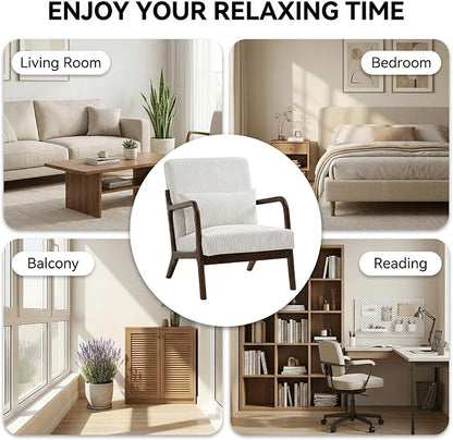 Mid Century Modern Accent Chair, Upholstered Corduroy Armchair - Image 5