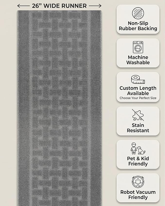 Runner Rug 22 ft, Extra Long Non-Slip Washable Rug, Rubber Backing, Rolled in - Image 5