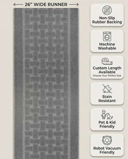 Runner Rug 22 ft, Extra Long Non-Slip Washable Rug, Rubber Backing, Rolled in - Image 5