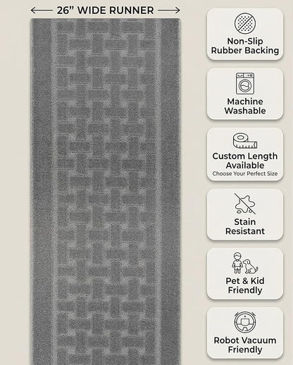 Runner Rug 35 ft, Extra Long Non-Slip Washable Rug, Rubber Backing, Rolled in - Image 5