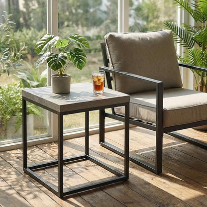 CENSI Modern Grey Square End Table, Extra Thick 1.6" Wood Top & Metal Frame - Image 6