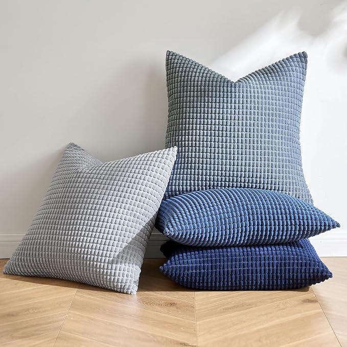 MIULEE Blue Decorative Pillow Covers 18x18 Inch Set of 4 Boho Western Farmhouse - Image 3