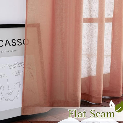 NICETOWN Washed Linen Curtains for Window, Grommet Natural Linen Semi Sheer - Image 6