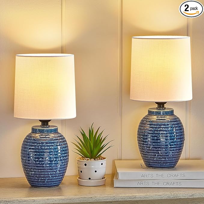EJIAXIN Table Lamps Set of 2-13.75" Small Bedside Lamps by WelcometoEJIAXIN