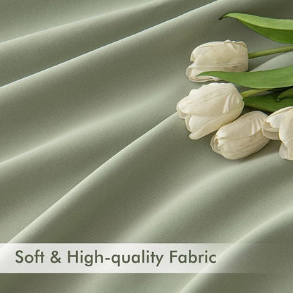 MIULEE Sage Green Back Tab Blackout Curtains 52x120 Inch Long 2 Panels Set | - Image 6