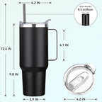 HASLE OUTFITTERS 40 oz Stainless Steel Tumbler with Handle, Vacuum Insulated Tumblers Bulk, Reusable Double Wall Travel Coffee Mug, Durable Powder Coated Water Bottle(Black, 1)