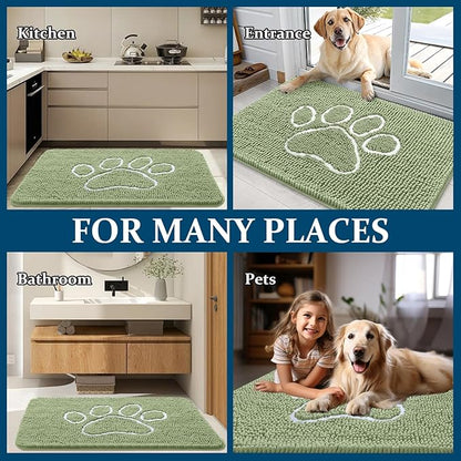 OLANLY Dog Door Mat for Muddy Paws 32x20, Paw Print Design Chenille Mud Mat | - Image 8