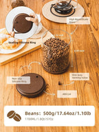 Large Coffee Canister 18 oz, Airtight Food Storage Container with Pop Lid, CO2-Release Valve, High Borosilicate Glass Contianers For Tea Coffee Bean Sugar, 1700 ml Brown