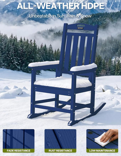 Outdoor Adirondack Rocking Chairs All-Weather HDPE Patio Rocker Chair - Image 6