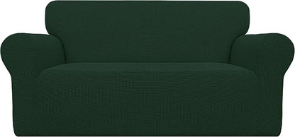 Easy-Going Stretch Loveseat Couch Covers Washable Dark Green | 1-Piece Loveseat by Easy-Going