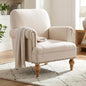 Beige Linen Fabric Accent Chair, Modern Farmhouse Upholstered Armchair by DMFurniture