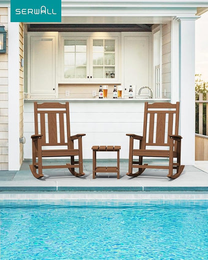 SERWALL Oversized Rocking Chair Set of 4 Outdoor, HDPE Outdoor Rocking Chair - Image 8