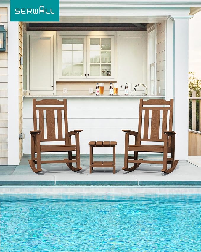 SERWALL Oversized Rocking Chair, HDPE Outdoor Rocking Chairs, Patio Rocking - Image 2