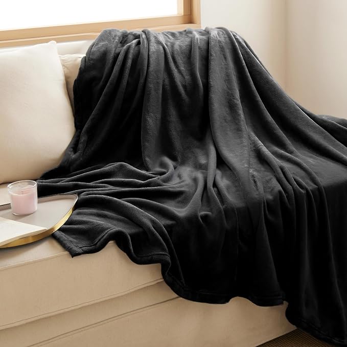 Bedsure GentleSoft Fleece Throw XL Blanket Black - Image 2