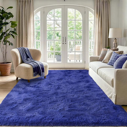 Noahas 4x6 Royal Blue Fluffy Soft Area Rug Non-Slip - Image 2