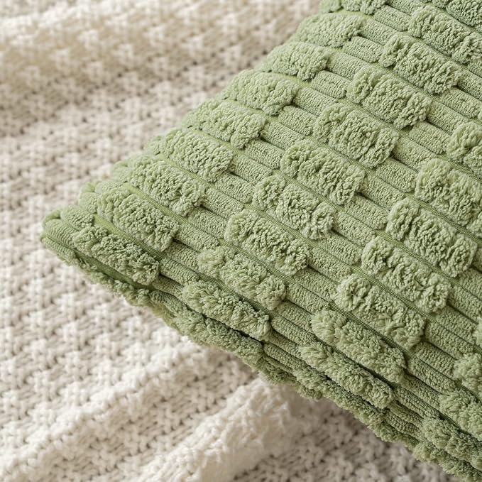 MIULEE Corduroy Decorative Throw Pillow Covers 16x16 Sage Green Pack of 2 | - Image 2