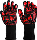 BBQ & Grill Gloves, Oven Gloves, 1472°F Silicone Oven Mitts Heat Resistant Grilling Gloves Fireproof Non-Slip for Barbecue Cooking Baking Smoking, 1-Pair Red（L）