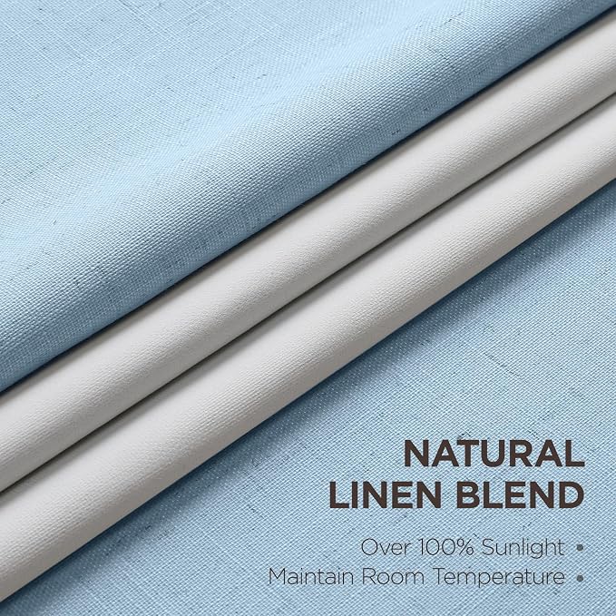 Joydeco 100% Blackout Pleated Curtains, Linen Window Curtains 2 Panel Sets 108 - Image 2