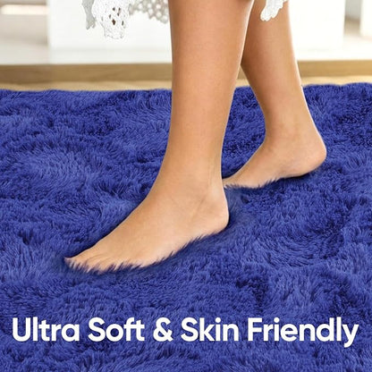 Noahas 4x6 Royal Blue Fluffy Soft Area Rug Non-Slip - Image 5