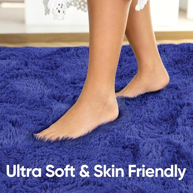 6x9 Large Royal Blue Fluffy Soft Area Rug Non-Slip - Image 5