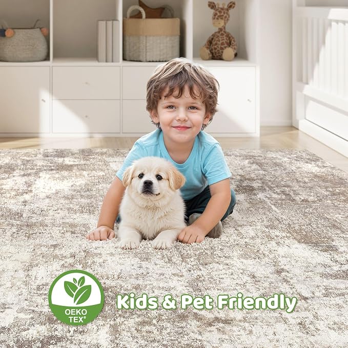LOONGRUG 7x10 Area Rug Washable Large Neutral Modern Living Room Rugs | - Image 7