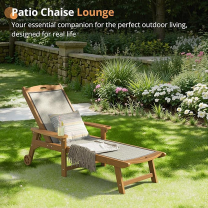LUE BONA Chaise Lounge Chair Outdoor Set of 2, HDPS and HDPE Wicker Material - Image 5