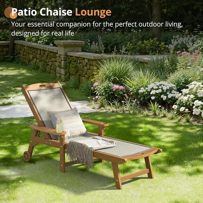 LUE BONA Chaise Lounge Chair Outdoor Set of 4, HDPS and HDPE Wicker Material - Image 5