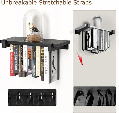 NANATI 2 Set of Floating Bookshelf, Pine Wood Invisible Bookshelf, Hanging - Image 6