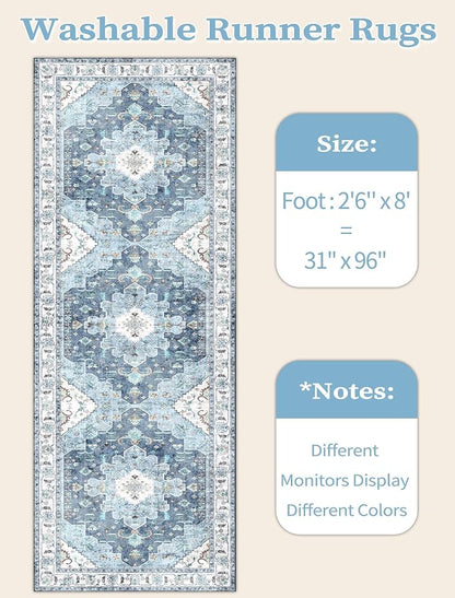 SERISSA 2'6"x8' Washable Non Slip Boho Runner Rug - Image 5