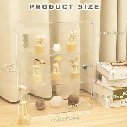 Acrylic Display Case with Lock Key, 3 Shelf Locking Countertop Display Case - Image 2