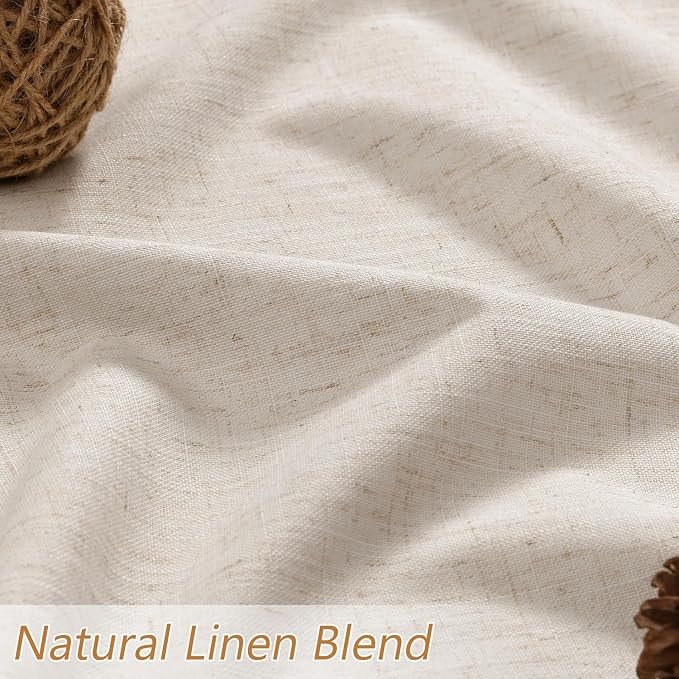 100% Blackout Linen Curtains 110 Inch Long by 52 Inch Wide 2 Panels Set - Image 3