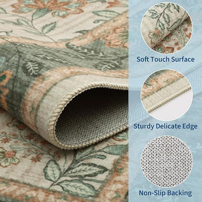 GarveeHome 9x12 Sage Green Washable Large Area Rug Living Room Non Slip | Soft - Image 4