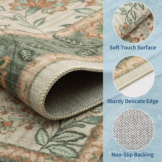GarveeHome 5x7 Area Rug Sage Green Washable Rugs - Image 5