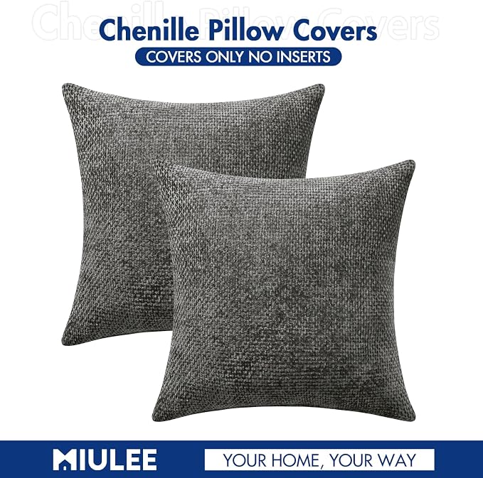 MIULEE Decorative Couch Throw Pillow Covers 16x16 Inch Dark Gray 2 Pack | - Image 7